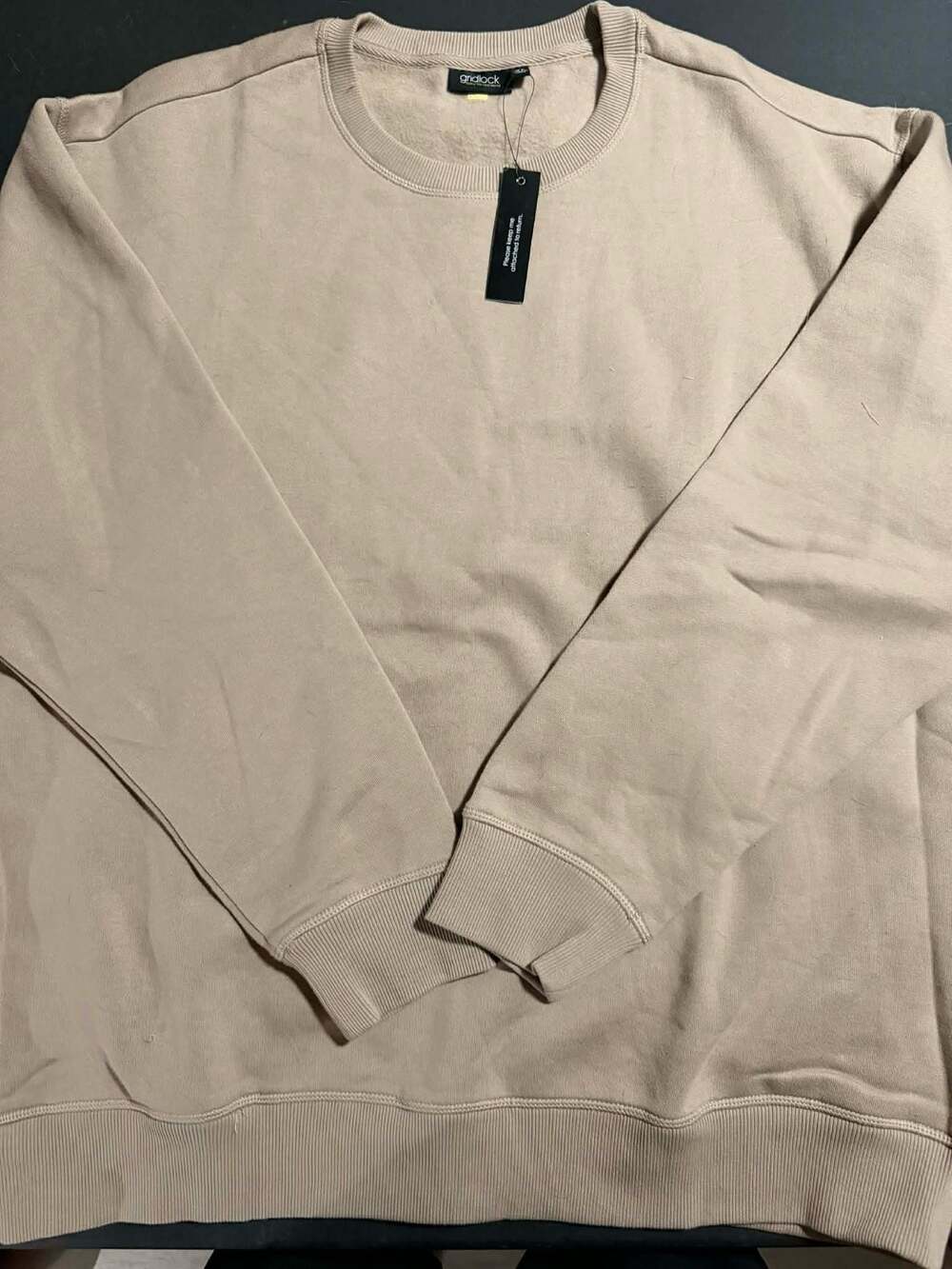 Gridlock "Enjoy the Real World" Sand Beige Crewneck Sweatshirt XL